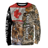 Maxcorners Custom Name Deer Hunting Canada Flag Shirt 3D All Over Printed Clothes