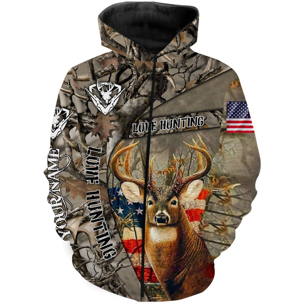 Maxcorners Custom Name US White-tailed Deer Hunting Camouflage 3D All Over Printed Clothes