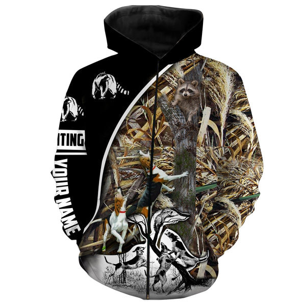 Maxcorners Racoon Hunting Coonhound Customize Name 3D Shirts