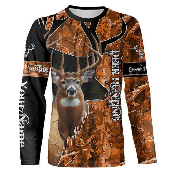 Maxcorners Deer Hunting Orange Camouflage Custom Name Shirts, Deer Hunting Shirt, Gifts For Hunters