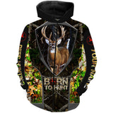 Maxcorners Born to Hunt Whitetail Deer Hunting Customize Name 3D Shirts