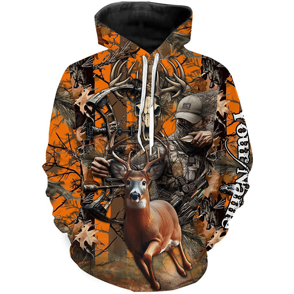 Maxcorners Deer Bow Hunting Orange Camouflage Custom Name Shirts, Personalized Deer Hunting