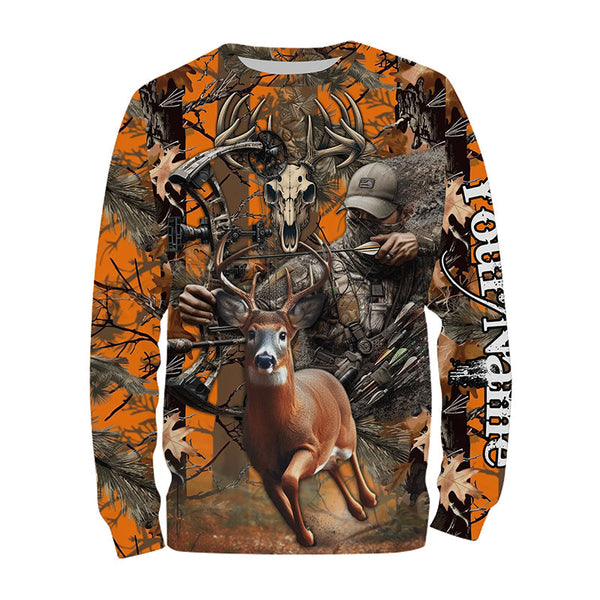 Maxcorners Deer Bow Hunting Orange Camouflage Custom Name Shirts, Personalized Deer Hunting