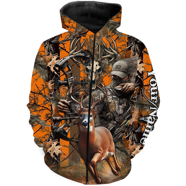 Maxcorners Deer Bow Hunting Orange Camouflage Custom Name Shirts, Personalized Deer Hunting