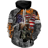 Maxcorners Deer Hunting Hunter American Flag Patriotic Custom Name Shirt 3D All Over Printed Clothes