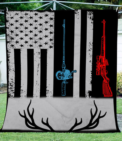 Maxcorners Fishing Rod Hunting Rifle 3D Quilt - Blanket