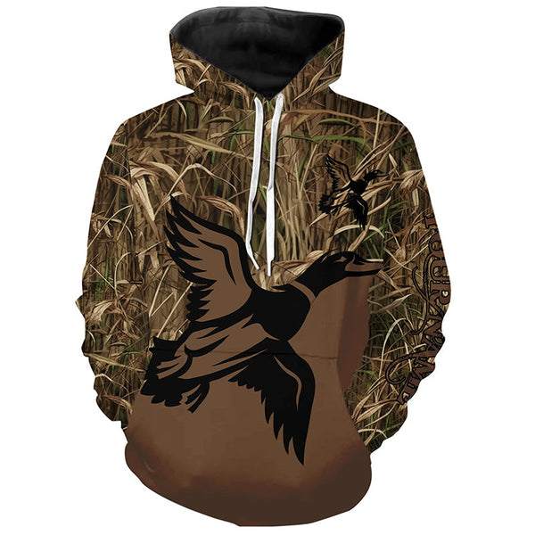 Maxcorners Duck Hunting Waterfowl Camo Customized Name Shirts for Adult and Kid, Personalized Duck Hunting Gifts LM2608