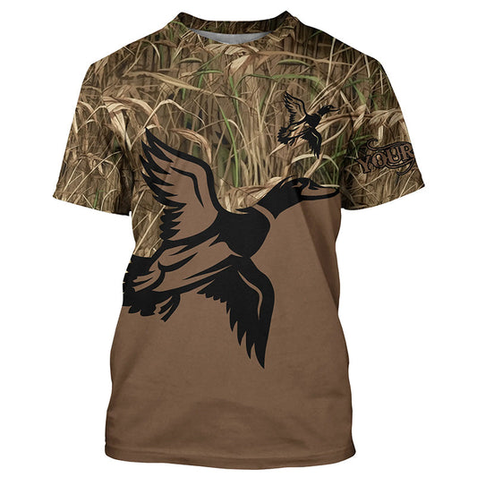Maxcorners Duck Hunting Waterfowl Camo Customized Name Shirts for Adult and Kid, Personalized Duck Hunting Gifts LM2608