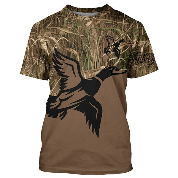 Maxcorners Duck Hunting Waterfowl Camo Customized Name Shirts for Adult and Kid, Personalized Duck Hunting Gifts LM2608
