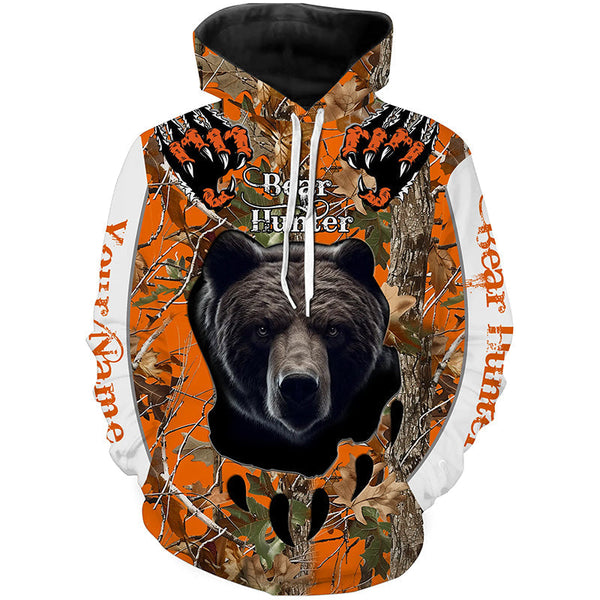 Maxcorners Bear Hunting Orange Camouflage Custom Name All Over Print Shirts, Bear Hunting Shirt, Gift For Hunter