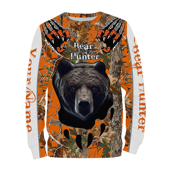 Maxcorners Bear Hunting Orange Camouflage Custom Name All Over Print Shirts, Bear Hunting Shirt, Gift For Hunter