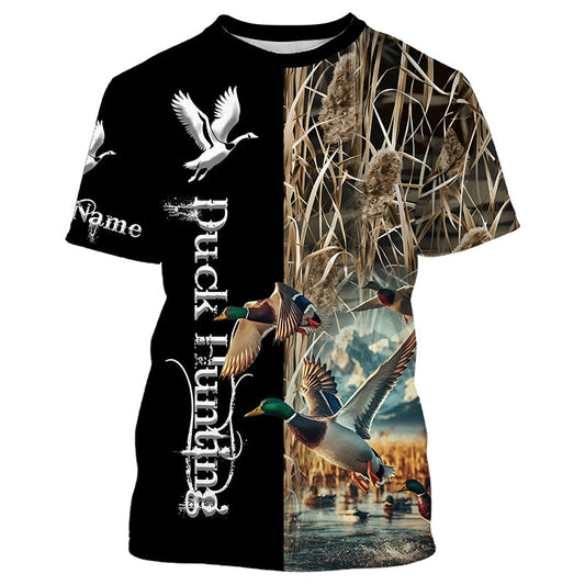 Maxcorners Duck Hunting Waterfowl Camo Custom Name Shirts for Men and Kid, Personalized Duck hunters gifts LM2608