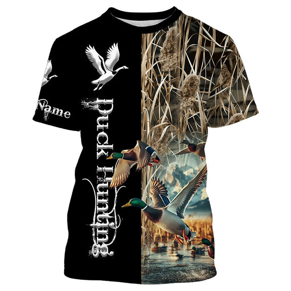 Maxcorners Duck Hunting Waterfowl Camo Custom Name Shirts for Men and Kid, Personalized Duck hunters gifts LM2608