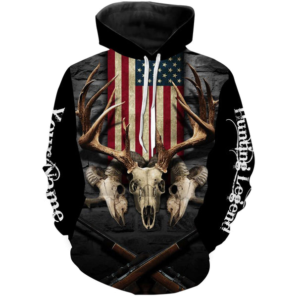 Maxcorners Hunting Legend American Flag Customize Name 3D Shirts