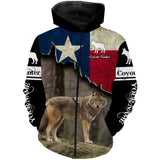 Maxcorners Coyote Hunting Texas Flag Custom Name Shirt 3D All Over Printed Clothes