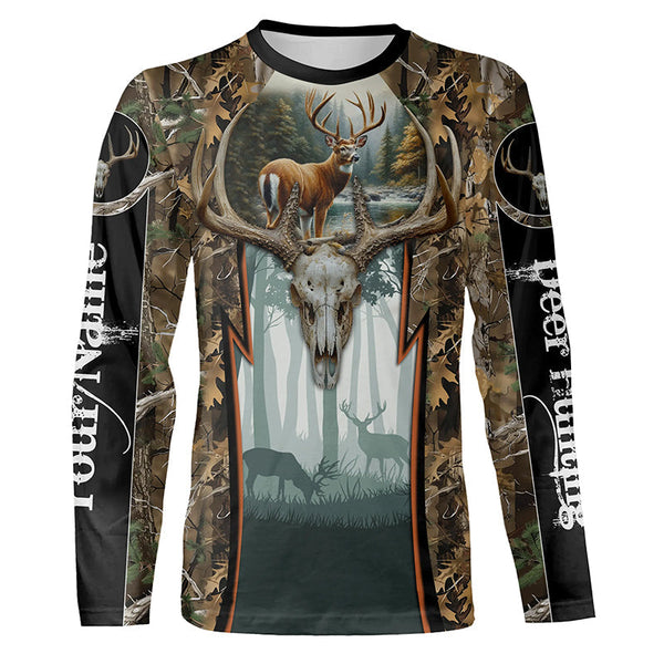 Maxcorners Whitetail Deer Hunting Camouflage Custom Name All Over Print Shirts, Deer Hunting Gifts