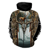 Maxcorners Whitetail Deer Hunting Camouflage Custom Name All Over Print Shirts, Deer Hunting Gifts