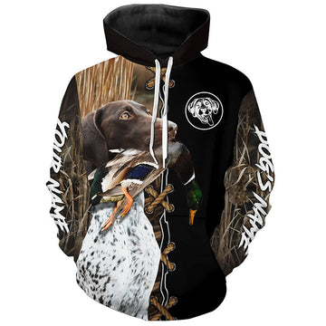 Maxcorners German Shorthaired Pointer Hunting Dog Custom Name Hoodie Shirt for Hunter  | Duck