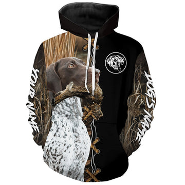Maxcorners German Shorthaired Pointer Hunting Dog Custom Name Hoodie Shirt for Hunter  | Grouse