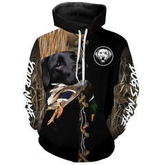 Maxcorners Black Labrador Retriever Hunting Dog Custom Name Hoodie Shirt for Hunter  | Duck