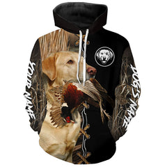 Maxcorners Yellow Labrador Retriever Hunting Dog Custom Name Hoodie Shirt for Hunter  | Pheasant