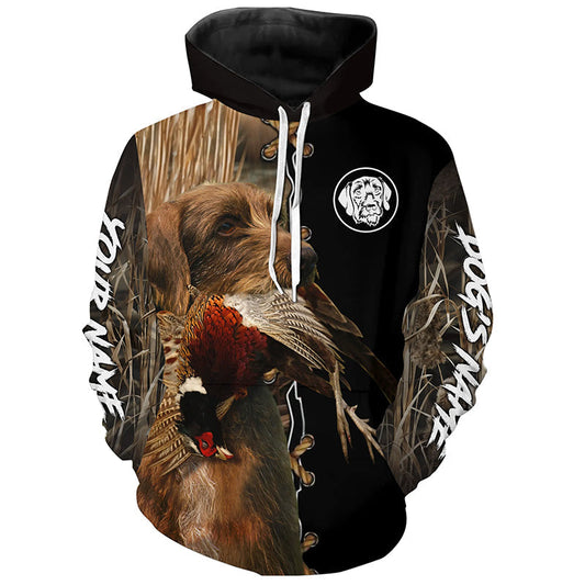Maxcorners Pudelpointer Hunting Dog Custom Name Hoodie Shirt for Hunter | Pheasant