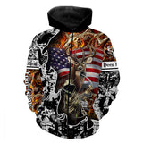 Maxcorners Custom Name Deer Hunting American Flag 3D All Over Printed Clothes