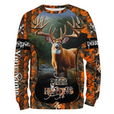 Maxcorners Whitetail Deer Hunting Orange Camo Custom Name Shirt 3D All Over Printed Clothes