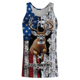 Maxcorners Deer Hunting American Flag Snow Winter Camo  Custom Name Shirt 3D All Over Printed Clothes