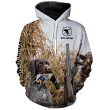 Maxcorners Duck hunting with Dog German wirehaired pointer Custom Name All over print Shirt, Duck hunting gifts LM2608