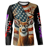 Maxcorners Deer Hunting American Flag Custom Name Shirt 3D All Over Printed Clothes