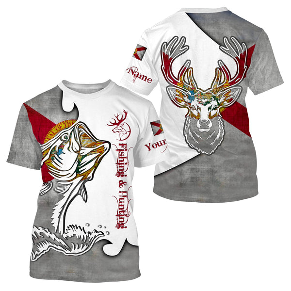 Maxcorners Florida Fishing and Hunting Deer and Bass all over print Shirt, Personalized Gift for Hunter Fisherman LM2608