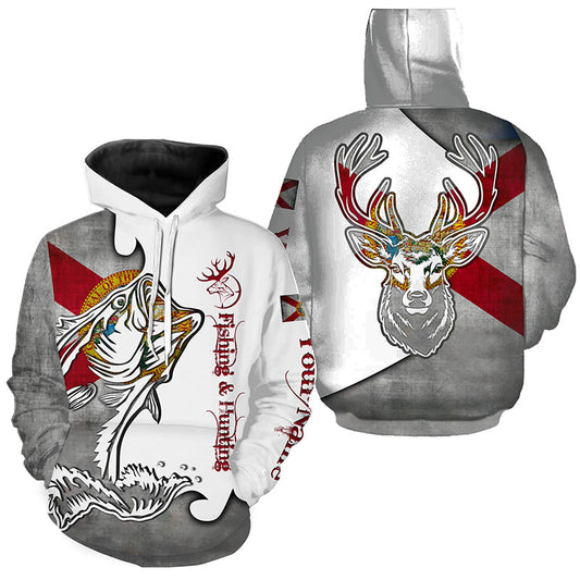 Maxcorners Florida Fishing and Hunting Deer and Bass all over print Shirt, Personalized Gift for Hunter Fisherman LM2608
