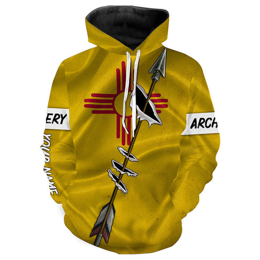 Maxcorners Archery Bow Hunting New Mexico flag custom Name 3D All over print Shirt, Personalized Archers Gift LM2608