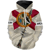 Maxcorners Archery Bow Hunting Florida flag custom Name 3D All over print Shirt, Archers Gifts for Adult and Kid LM2608