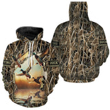 Maxcorners Mallard Duck Hunting Waterfowl Camo Custom Name Shirts for Men and Kid, Duck Hunting clothing LM2608