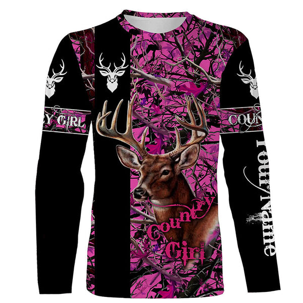 Maxcorners Deer Hunting Pink Customize Name 3D Shirts