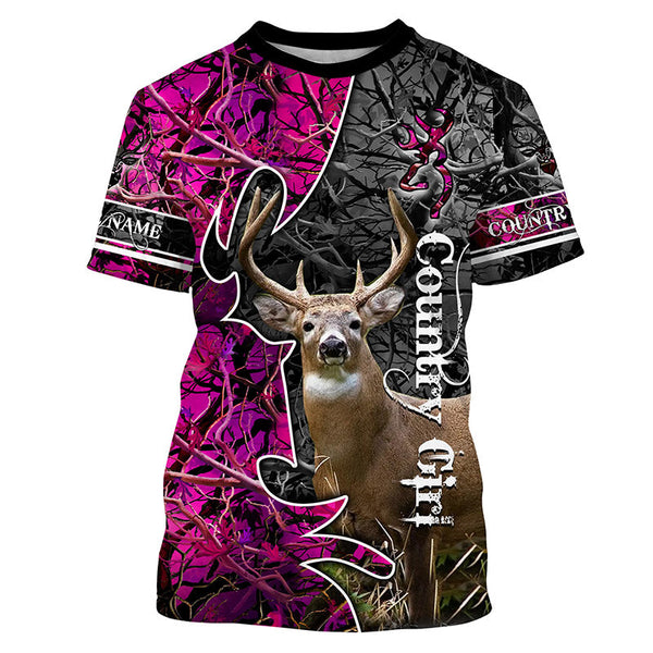 Maxcorners Country Girl Deer Hunting Customize Name 3D Shirts