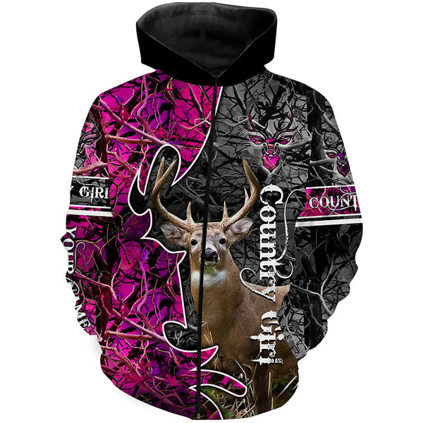 Maxcorners Custom Name Country Girl Deer Hunting 3D All Over Printed Clothes