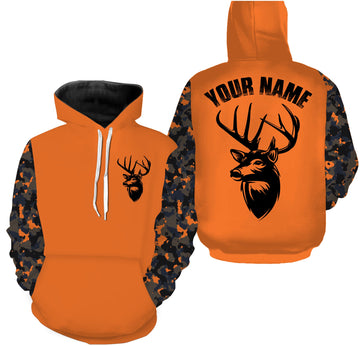 Maxcorners Deer hunting Custom Name Full Printing Orange Shirts, Personalized hunting Shirt for Men, Women LM2608