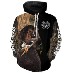 Maxcorners Chocolate Labradoodle Hunting Duck Dog Custom Name Hoodie Shirt for Hunter