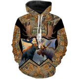 Maxcorners Beautiful Moose Hunting Custom Name 3D All Over Print Shirts, Face Shield - Personalized Hunting Gifts