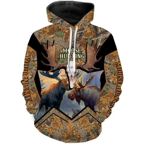 Maxcorners Beautiful Moose Hunting Custom Name 3D All Over Print Shirts, Face Shield - Personalized Hunting Gifts