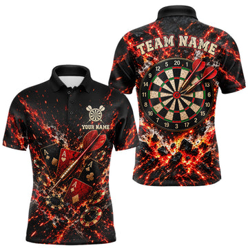 Maxcorners Flame Magma Darts And Poker Polo Shirt For Men Personalized Team Performance Jersey