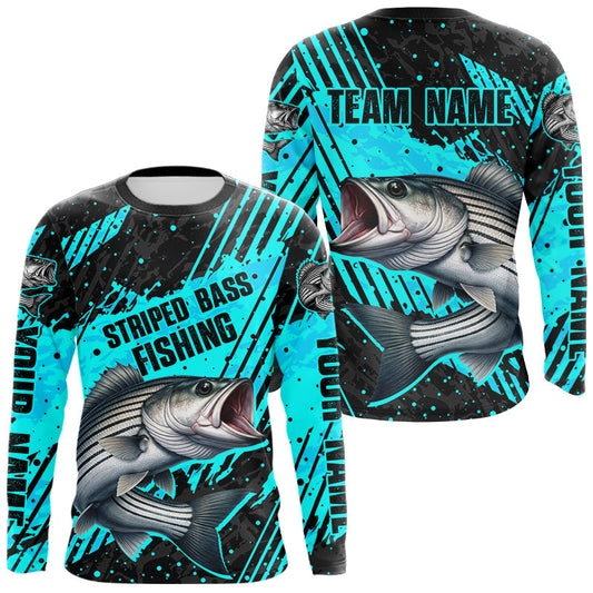 Maxcorners Personalized Striped Bass Performance Fishing Shirts Long Sleeve, Bass Fishing Jerseys LM0503