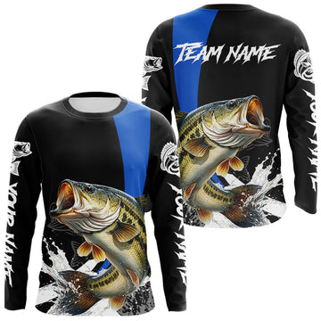 Maxcorners Personalized Bass Fishing Jersey, Bass Fishing Shirt Long Sleeve Fishing Apparel For Men LM1005