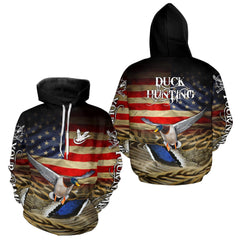 Maxcorners Duck Hunting Waterfowl Camo US Flag, Duck Hunting Gifts, Duck Hunting Shir LM0611
