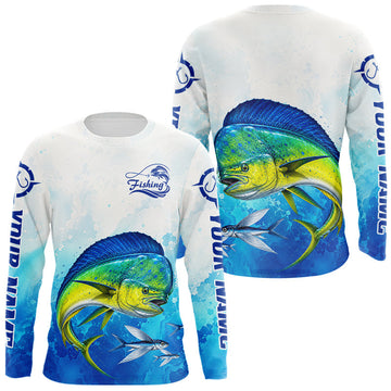 Maxcorners Mahi Mahi Fishing Long Sleeve Gift For Men Deep Sea Saltwater Angler Ocean Adventure LM0706