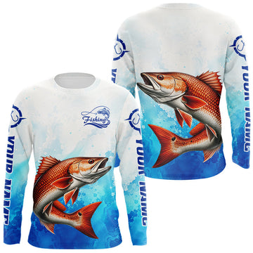 Maxcorners Redfish Fishing Long Sleeve Gift For Men Deep Sea Saltwater Angler Ocean Adventure LM0706