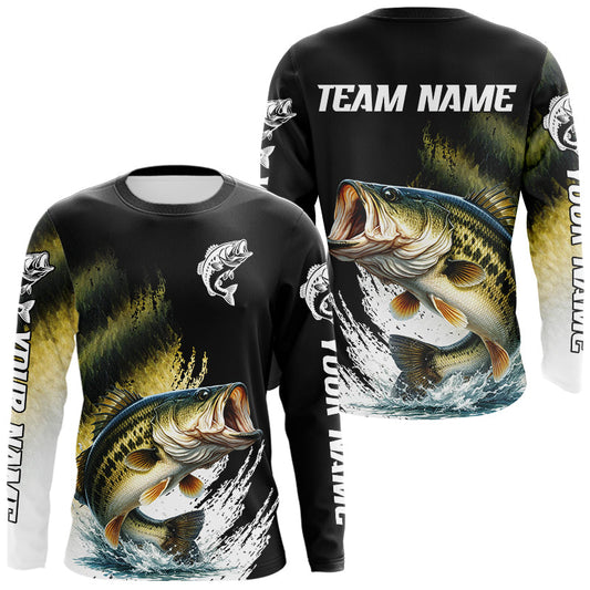 Maxcorners Largemouth Bass Fishing Shirts Long Sleeve For Men, Beautiful Bass Fishing Shirts LM1203